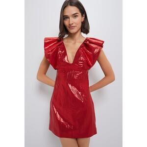HYACINTH HOUSE Red Metallic Plisse Tanya Mini Dress Size XS NWT